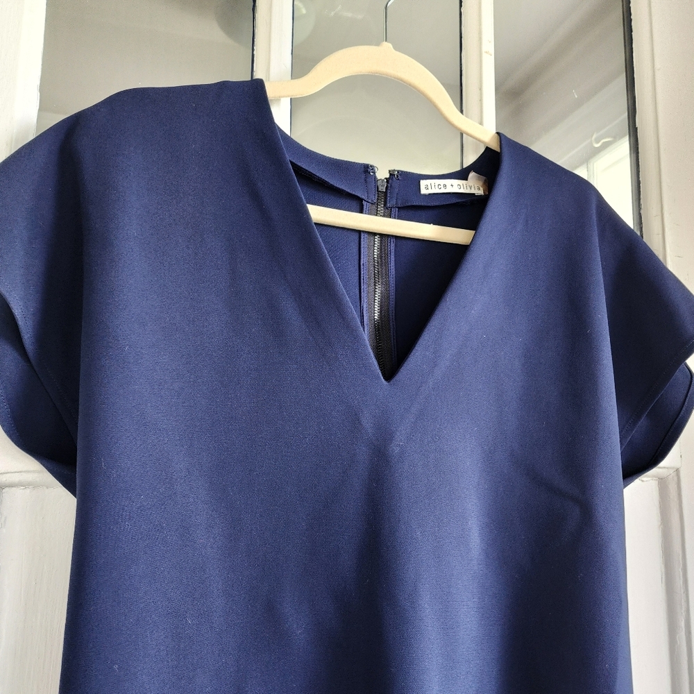 Alice + Olivia Navy Shift Mini Dress - Picture 2 of 9